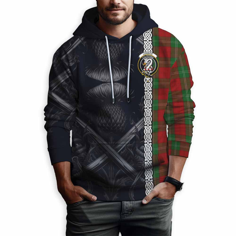 Tartan Vibes Clothing Lennox Tartan Hoodie with Family Crest Cross Sword Thistle Celtic Vibes