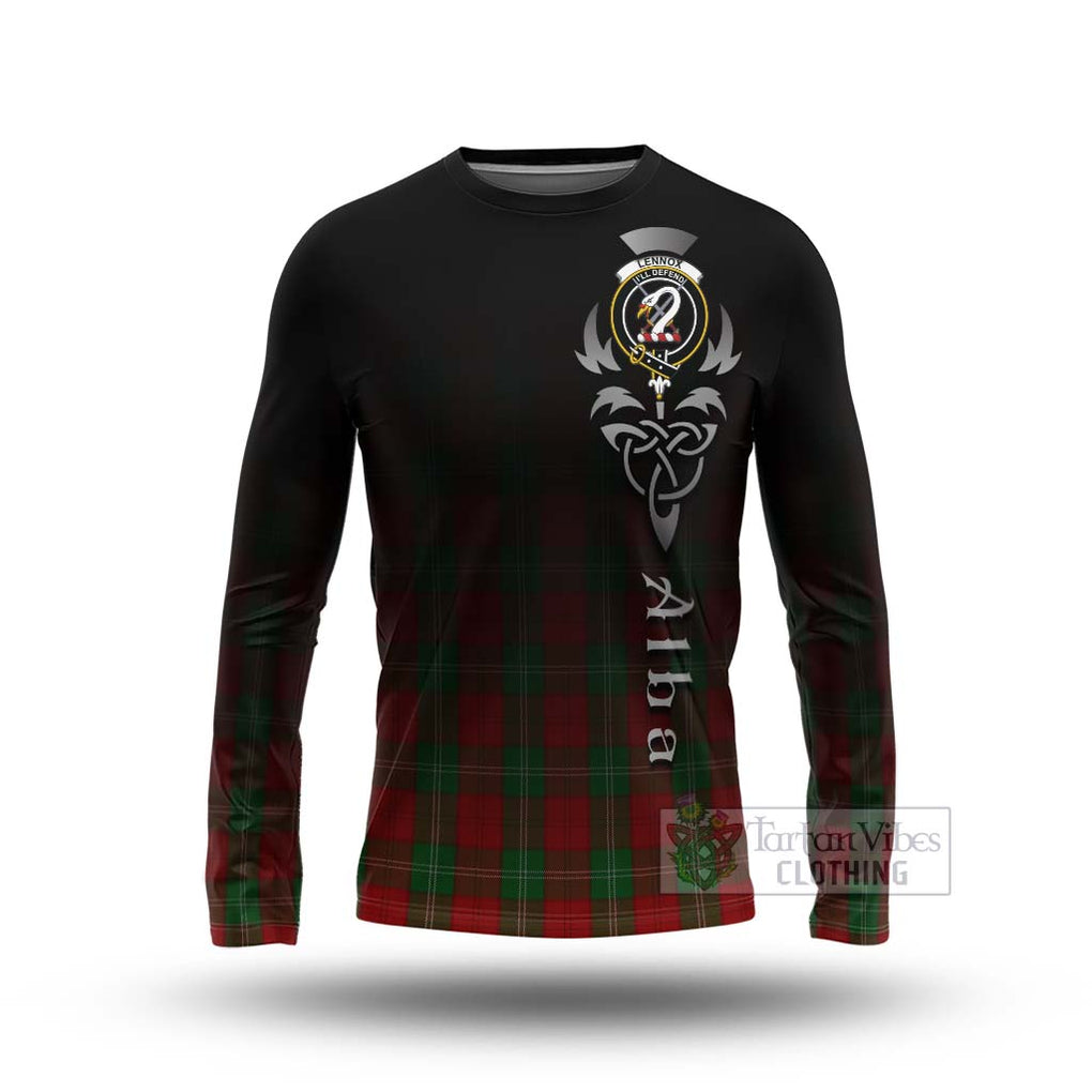 Tartan Vibes Clothing Lennox Tartan Long Sleeve T-Shirt Featuring Alba Gu Brath Family Crest Celtic Inspired