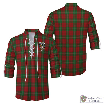 Lennox Tartan Men's Scottish Traditional Jacobite Ghillie Kilt Shirt with Family Crest