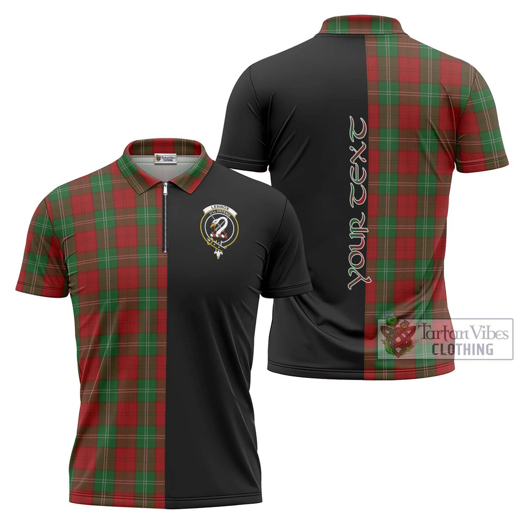 Lennox Tartan Zipper Polo Shirt with Family Crest and Half Of Me Style Unisex - Tartanvibesclothing Shop