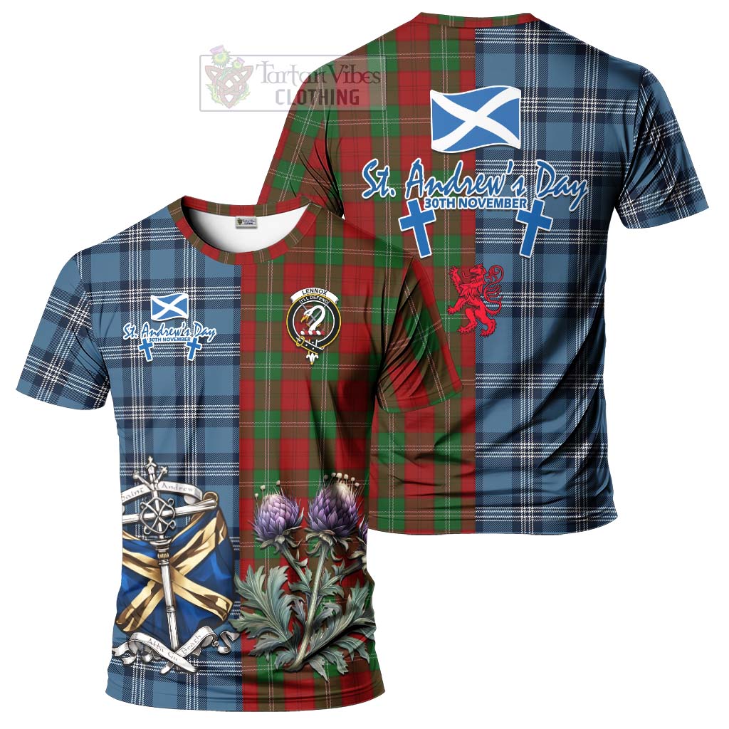 Tartan Vibes Clothing Lennox Tartan T-Shirt Happy St. Andrew's Day Half Tartan Style