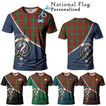 Lennox Tartan T-Shirt with Personalised National Flag and Family Crest Half Style