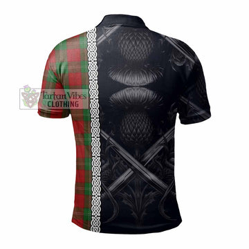 Lennox Tartan Polo Shirt with Family Crest Cross Sword Thistle Celtic Vibes