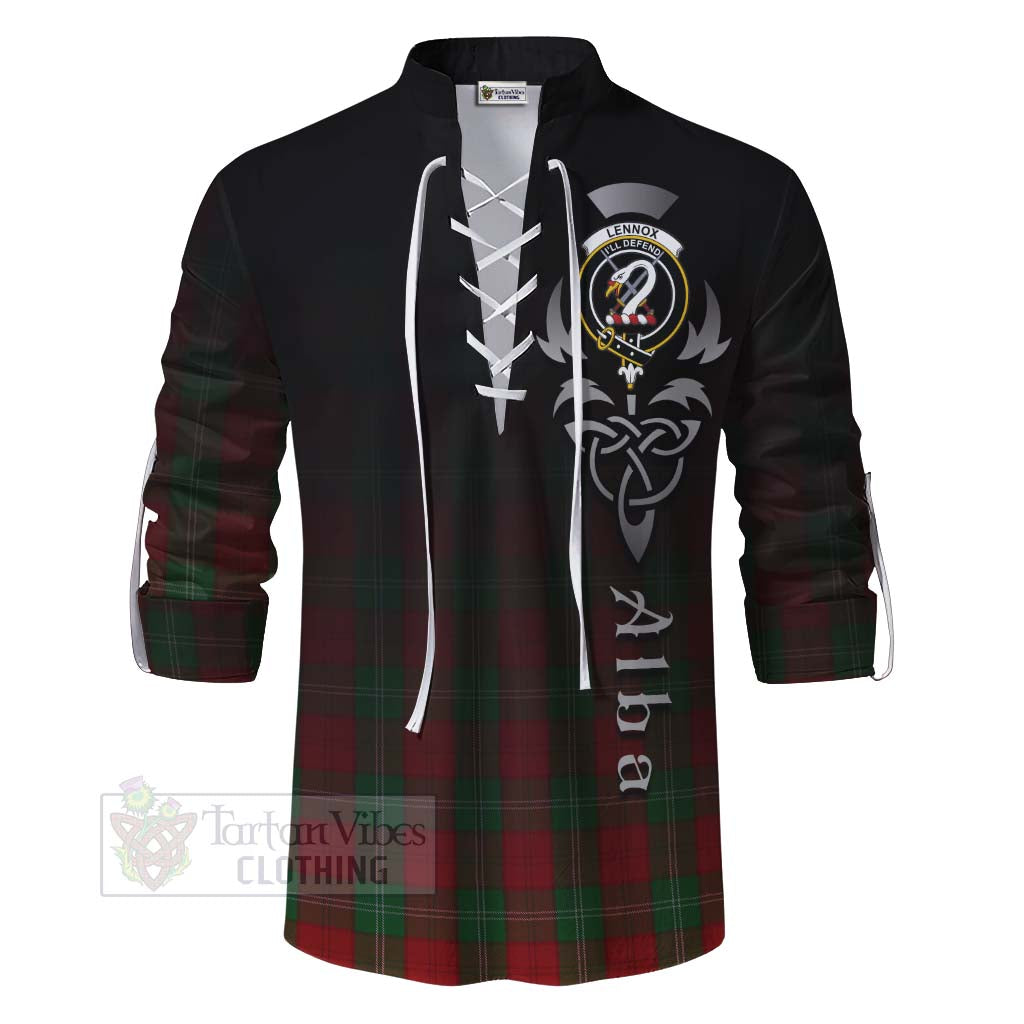 Tartan Vibes Clothing Lennox Tartan Ghillie Kilt Shirt Featuring Alba Gu Brath Family Crest Celtic Inspired