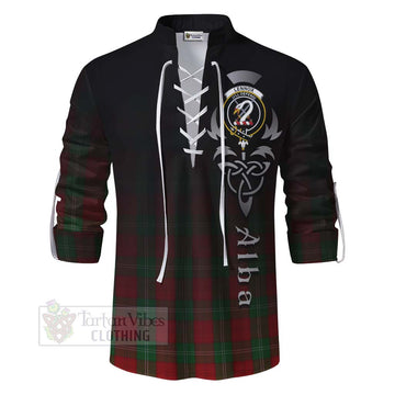 Lennox Tartan Ghillie Kilt Shirt Featuring Alba Gu Brath Family Crest Celtic Inspired