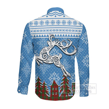 Lennox Clan Christmas Long Sleeve Button Shirt Celtic Reindeer Style