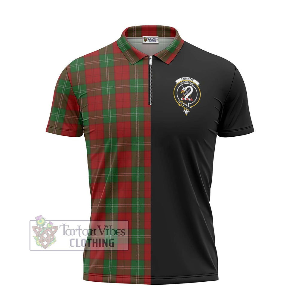 Lennox Tartan Zipper Polo Shirt with Family Crest and Half Of Me Style - Tartanvibesclothing Shop