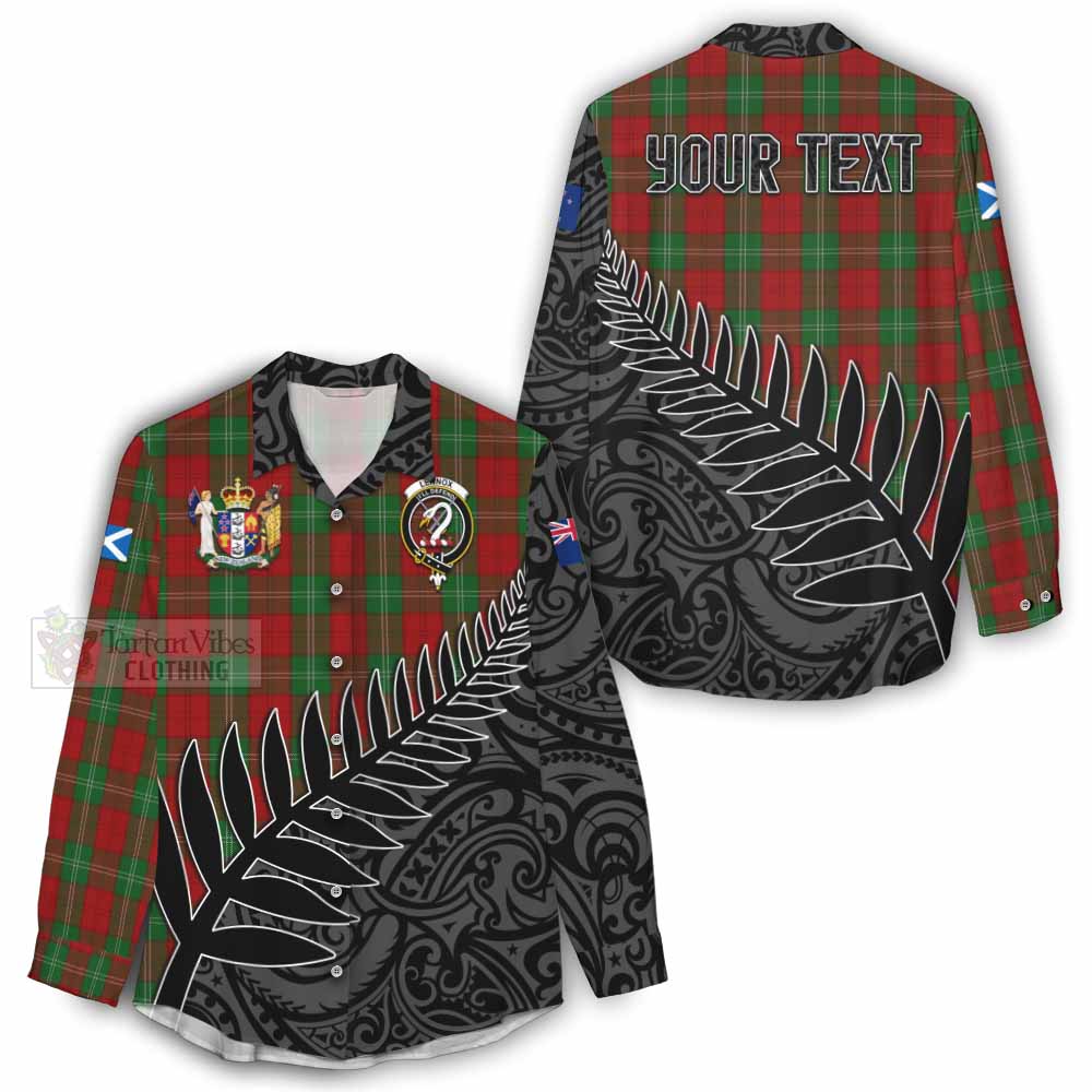 Tartan Vibes Clothing Lennox Crest Tartan Women's Casual Shirt with New Zealand Silver Fern Half Style