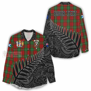 Lennox Crest Tartan Women's Casual Shirt with New Zealand Silver Fern Half Style