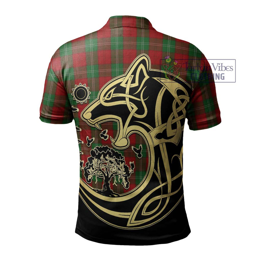 Lennox Tartan Polo Shirt with Family Crest Celtic Wolf Style - Tartanvibesclothing Shop