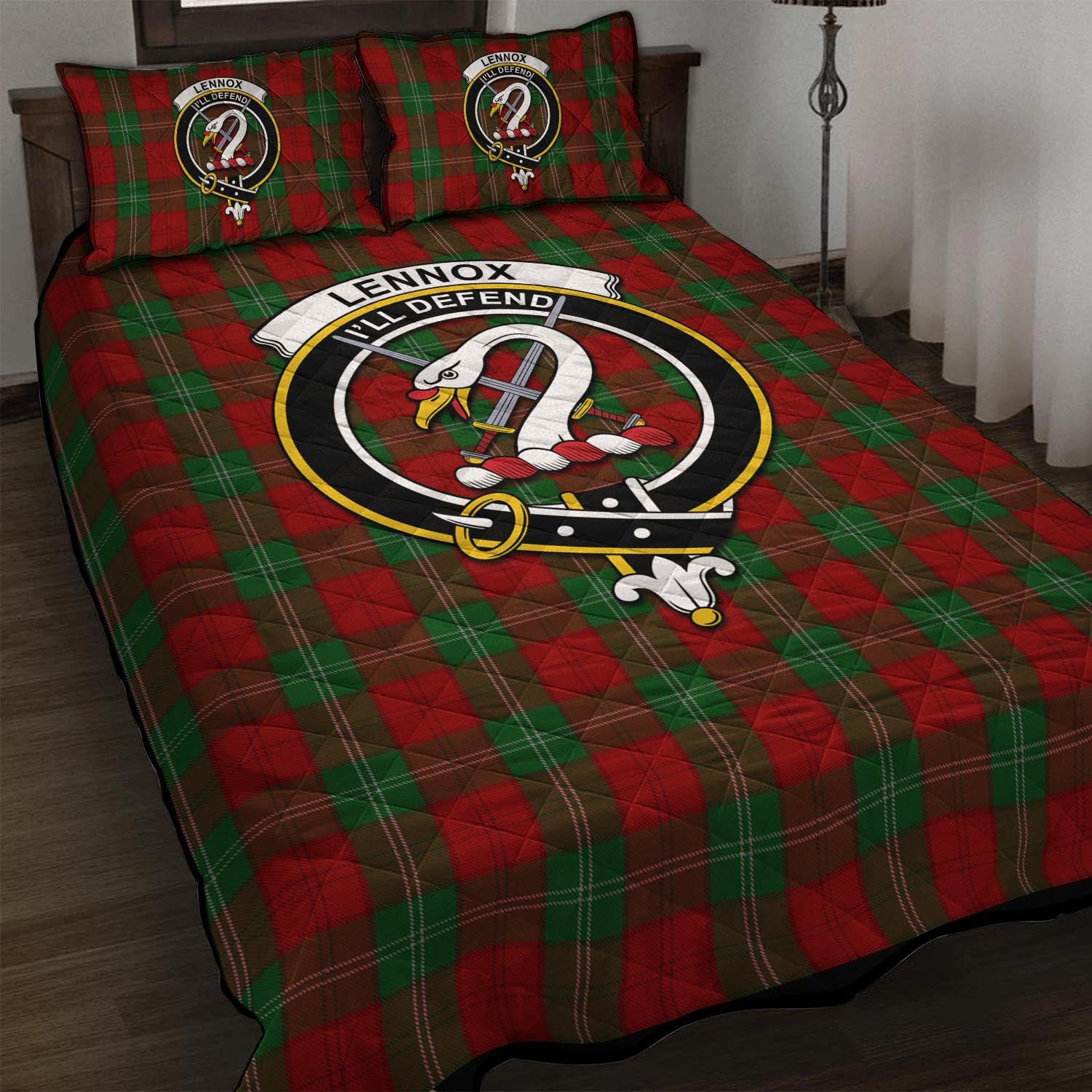 Lennox Tartan Quilt Bed Set with Family Crest - Tartan Vibes Clothing