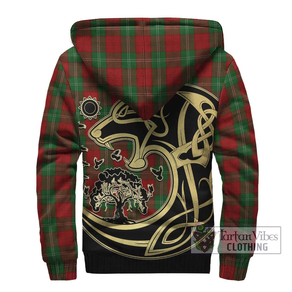 Lennox Tartan Sherpa Hoodie with Family Crest Celtic Wolf Style - Tartan Vibes Clothing