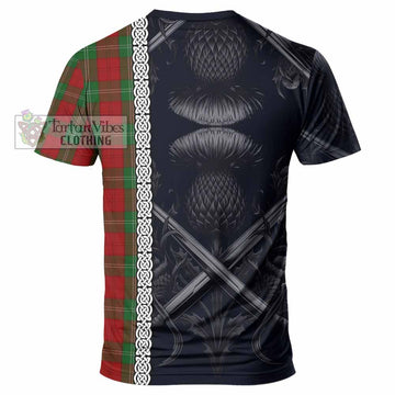 Lennox Tartan T-Shirt with Family Crest Cross Sword Thistle Celtic Vibes