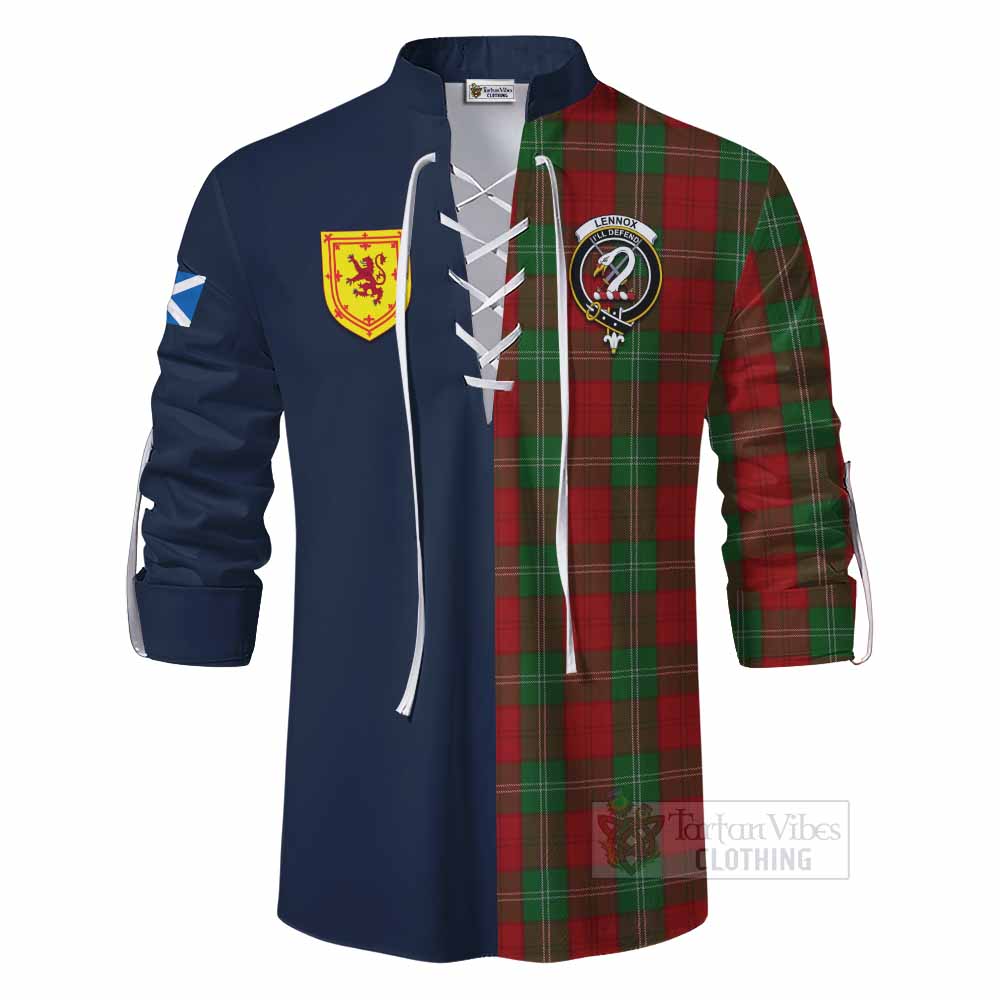 Lennox Tartan Ghillie Kilt Shirt Alba with Scottish Lion Royal Arm Half Style