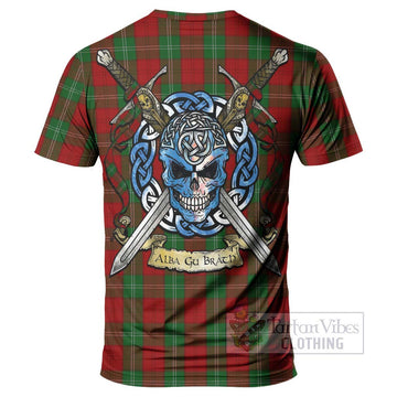 Lennox Tartan T-Shirt with Family Crest Celtic Skull Style