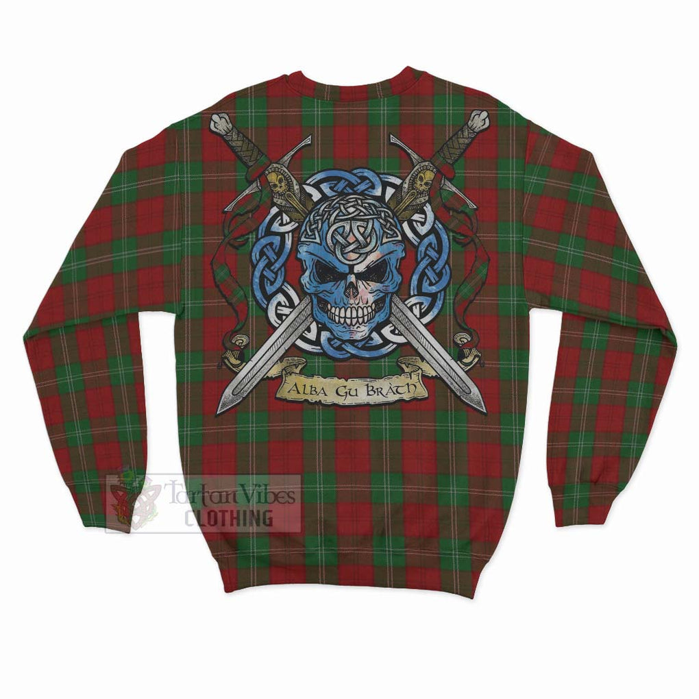 Tartan Vibes Clothing Lennox Tartan Sweatshirt with Family Crest Celtic Skull Style