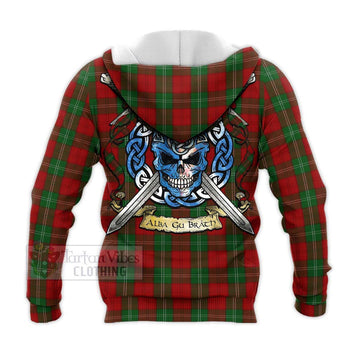 Lennox Tartan Knitted Hoodie with Family Crest Celtic Skull Style