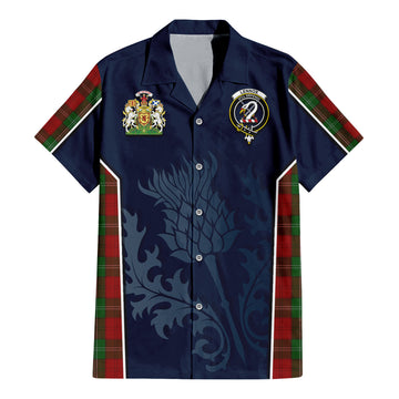 Lennox Tartan Short Sleeve Button Up Shirt with Family Crest and Scottish Thistle Vibes Sport Style