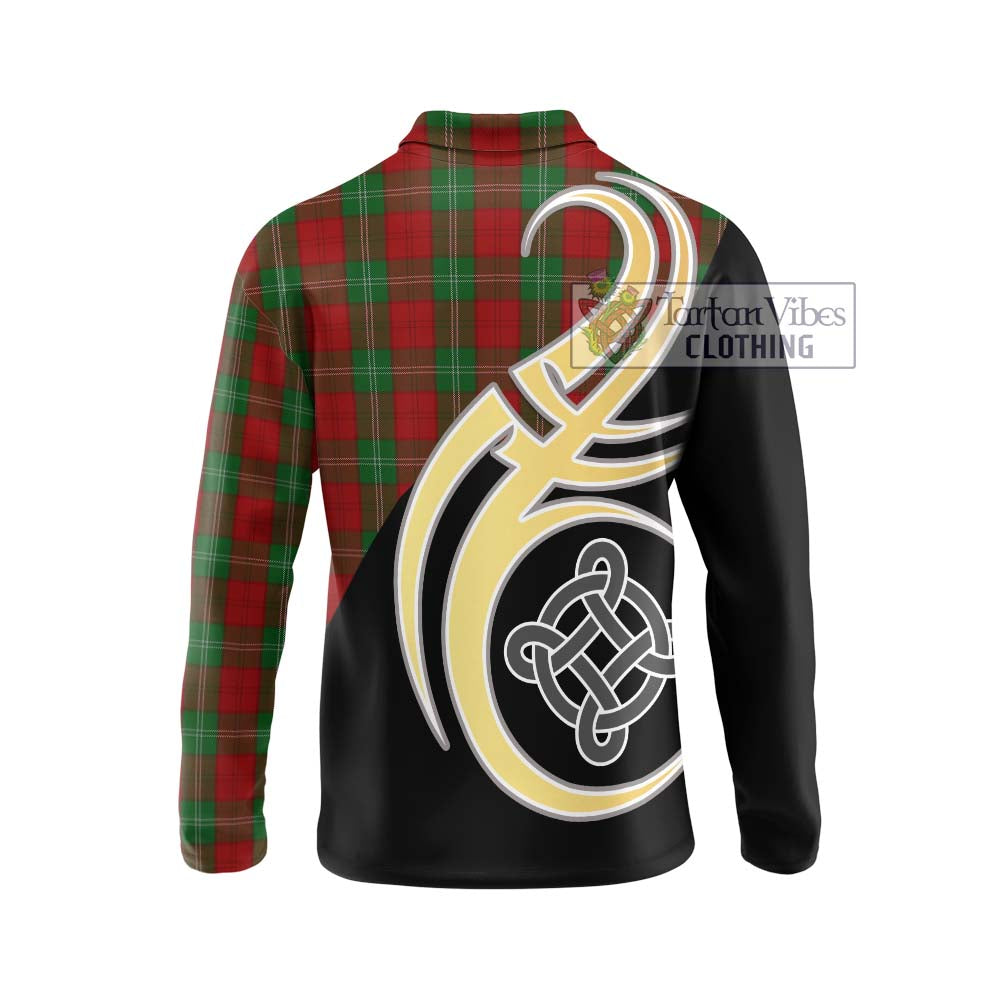 Lennox Tartan Long Sleeve Polo Shirt with Family Crest and Celtic Symbol Style - Tartan Vibes Clothing