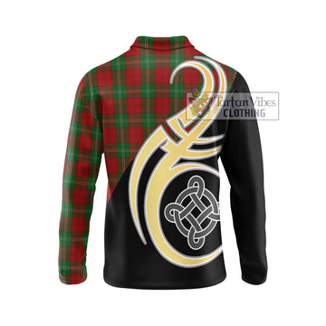 Lennox Tartan Long Sleeve Polo Shirt with Family Crest and Celtic Symbol Style