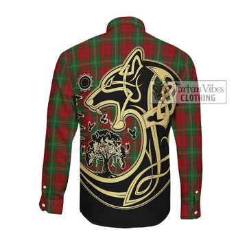 Lennox Tartan Long Sleeve Button Shirt with Family Crest Celtic Wolf Style