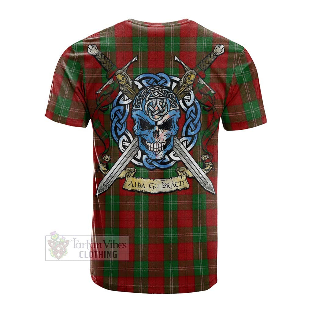 Tartan Vibes Clothing Lennox Tartan Cotton T-shirt with Family Crest Celtic Skull Style