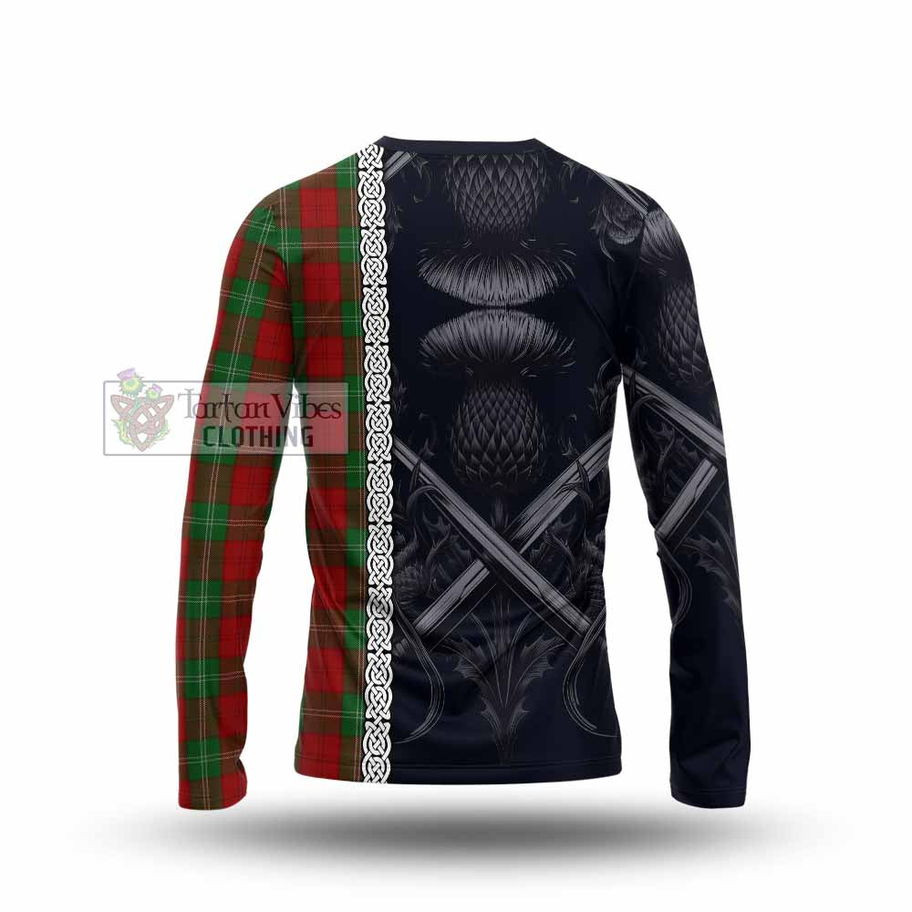 Tartan Vibes Clothing Lennox Tartan Long Sleeve T-Shirt with Family Crest Cross Sword Thistle Celtic Vibes