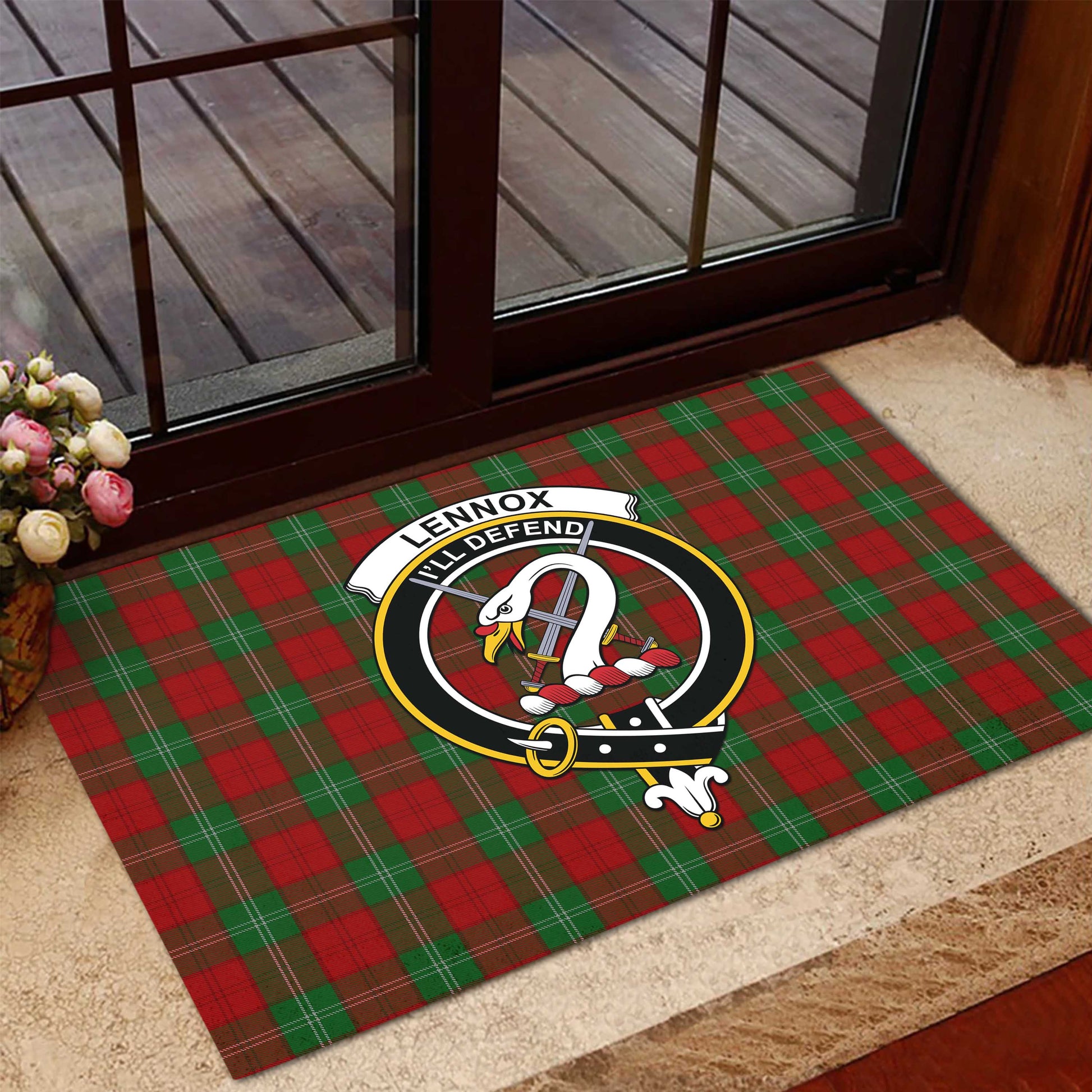 Lennox Tartan Door Mat with Family Crest - Tartanvibesclothing