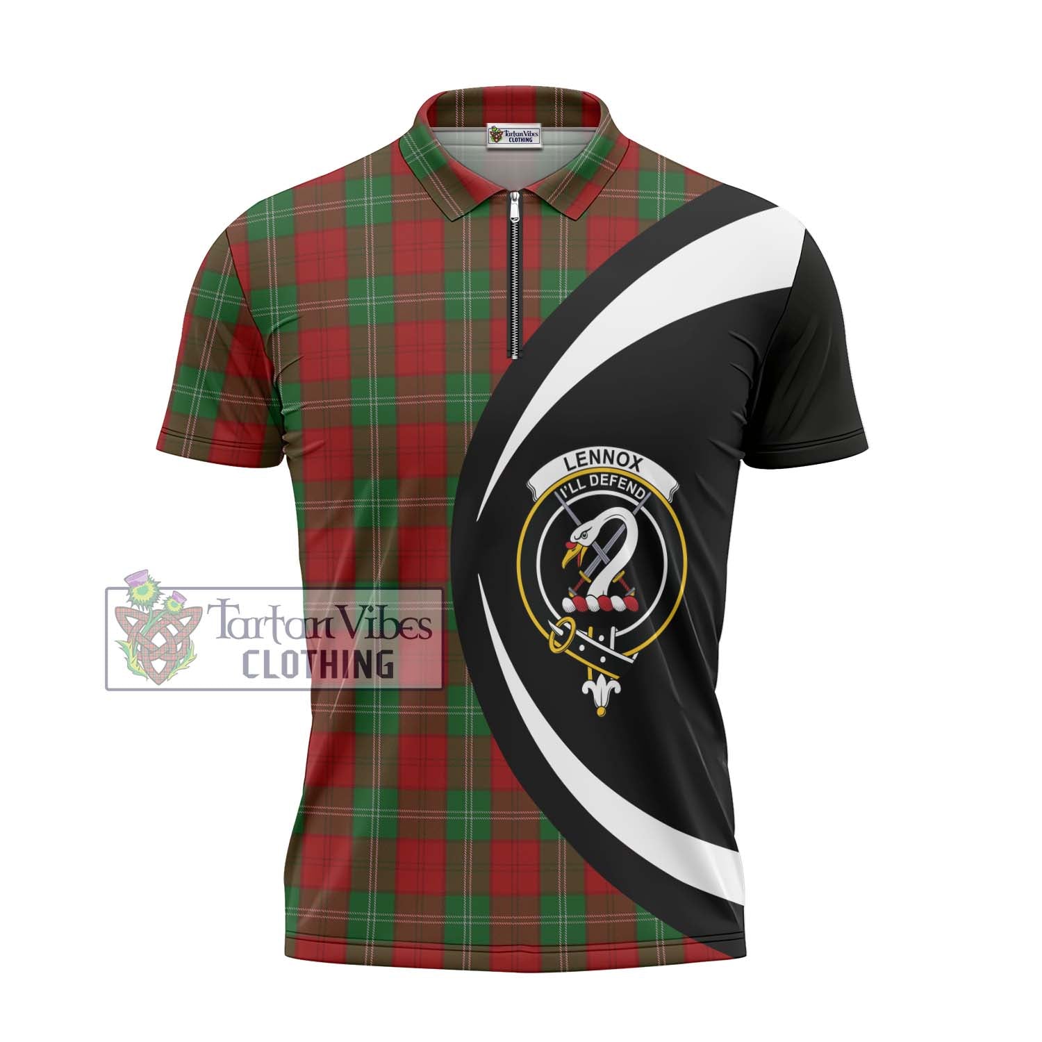 Tartan Vibes Clothing Lennox Tartan Zipper Polo Shirt with Family Crest Circle Style