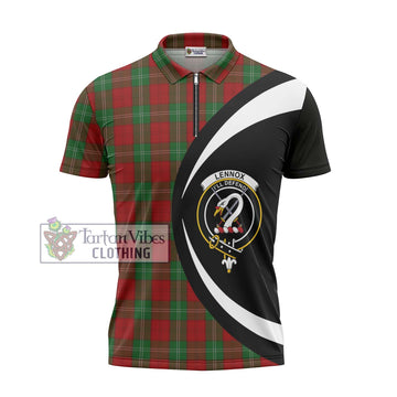 Lennox Tartan Zipper Polo Shirt with Family Crest Circle Style