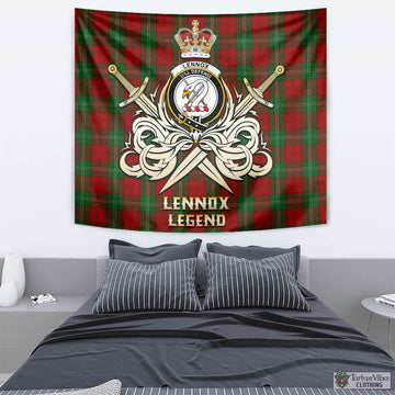 Lennox Tartan Tapestry with Clan Crest and the Golden Sword of Courageous Legacy