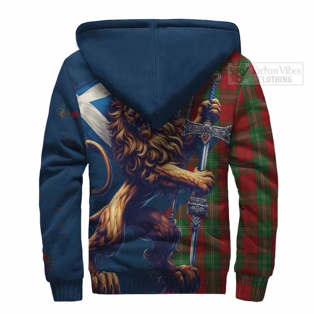 Tartan Vibes Clothing Lennox Tartan Family Crest Sherpa Hoodie with Scottish Majestic Lion