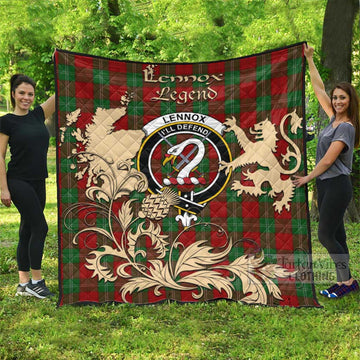 Lennox Tartan Quilt with Family Crest and Scottish Symbol Style