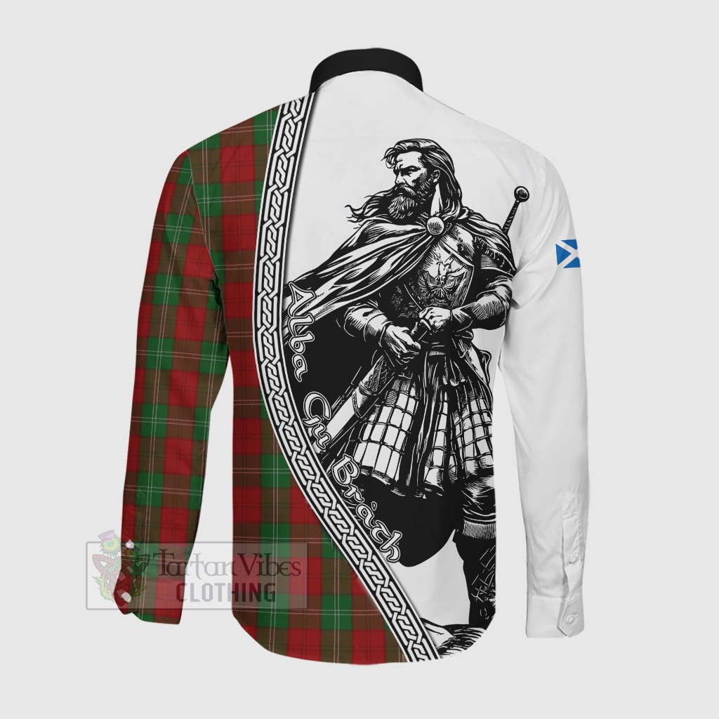 Tartan Vibes Clothing Lennox Tartan Clan Crest Long Sleeve Button Shirt with Highlander Warrior Celtic Style