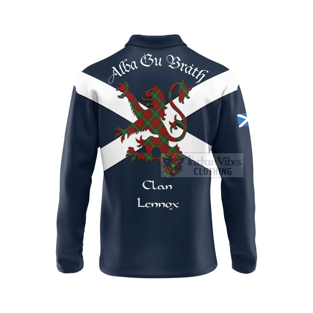 Tartan Vibes Clothing Lennox Tartan Lion Rampant Long Sleeve Polo Shirt – Proudly Display Your Heritage with Alba Gu Brath and Clan Name