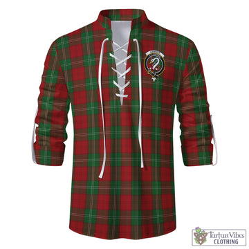 Lennox Tartan Men's Scottish Traditional Jacobite Ghillie Kilt Shirt with Family Crest