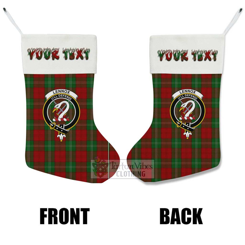 Tartan Vibes Clothing Lennox Tartan Family Crest Christmas Stocking with Personalized Text