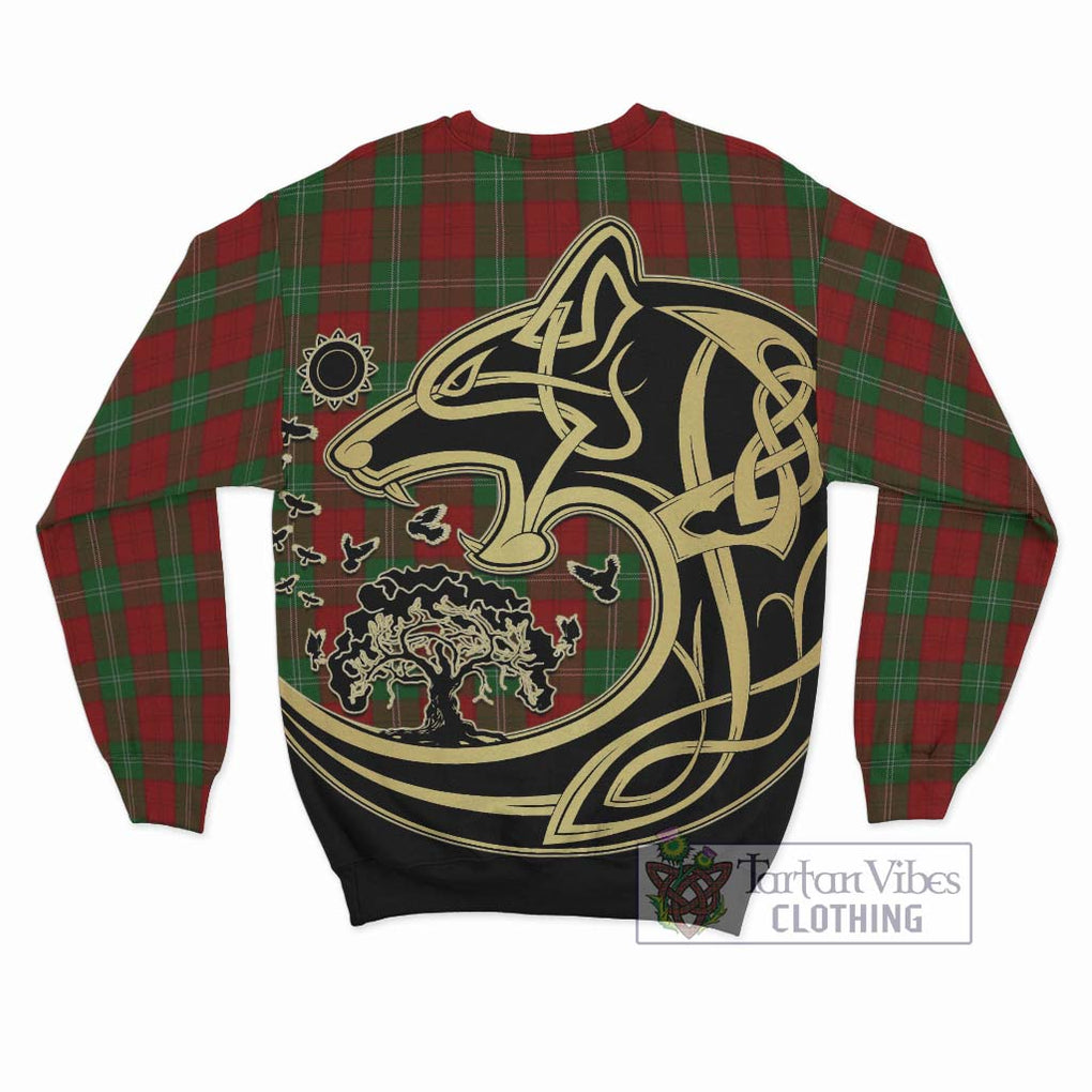 Lennox Tartan Sweatshirt with Family Crest Celtic Wolf Style - Tartan Vibes Clothing