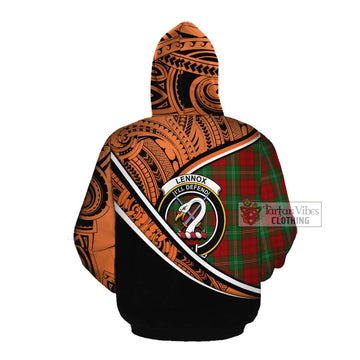 Lennox Crest Tartan Cotton Hoodie with Polynesian Vibes Style - Orange Version