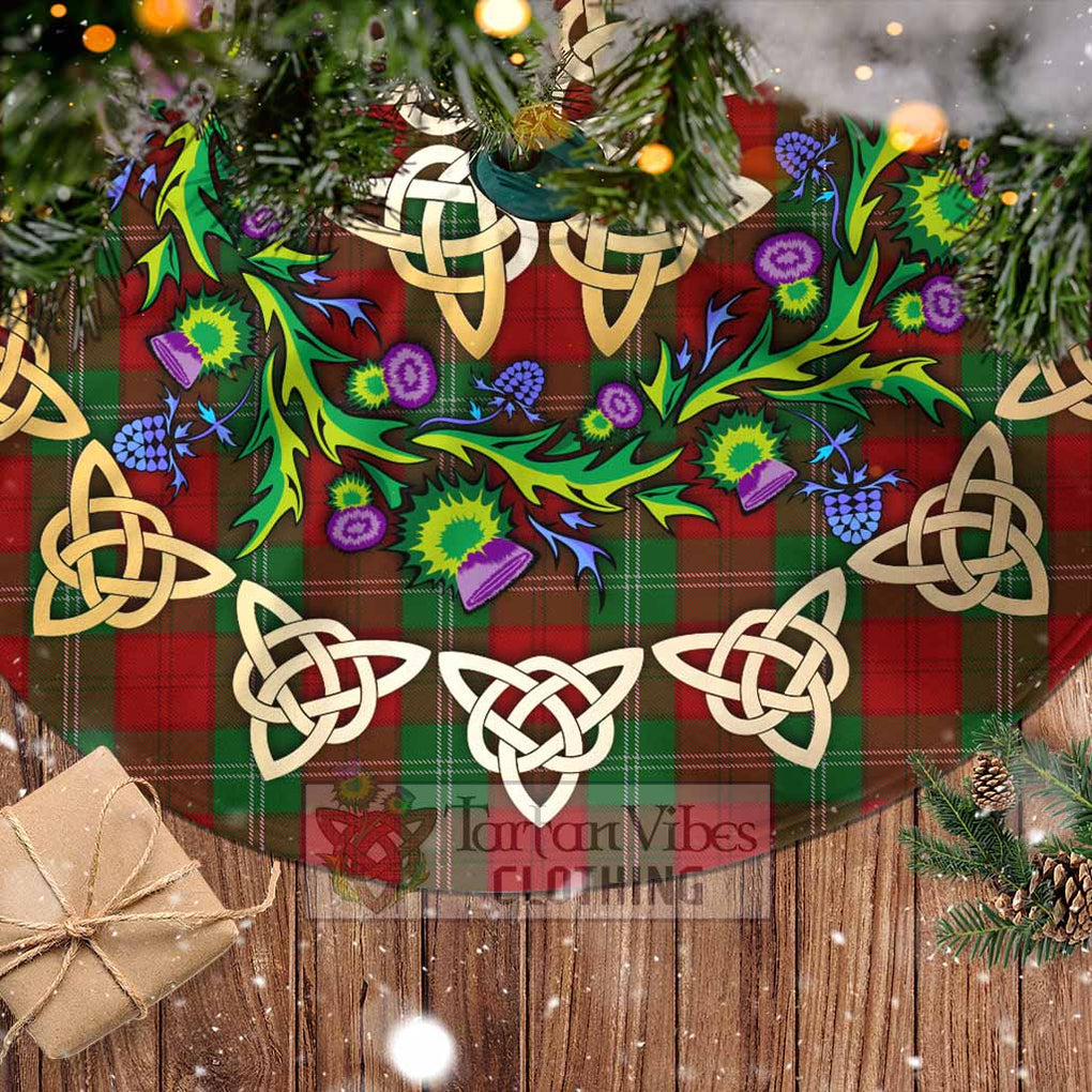 Tartan Vibes Clothing Lennox Tartan Christmas Tree Skirt with Thistle Celtic Knot Style