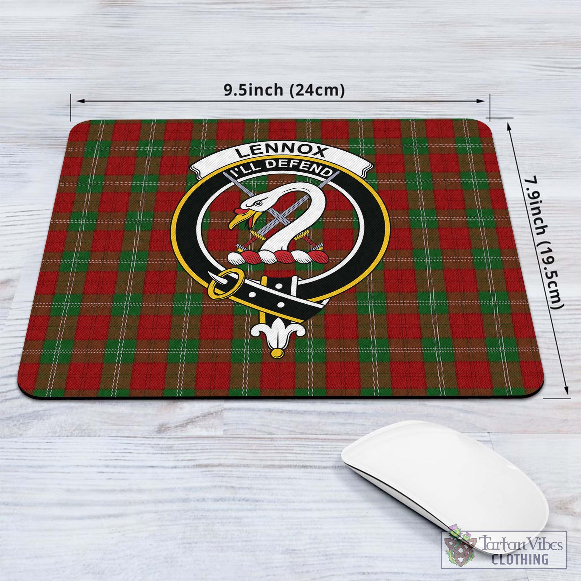 Tartan Vibes Clothing Lennox Tartan Mouse Pad with Family Crest