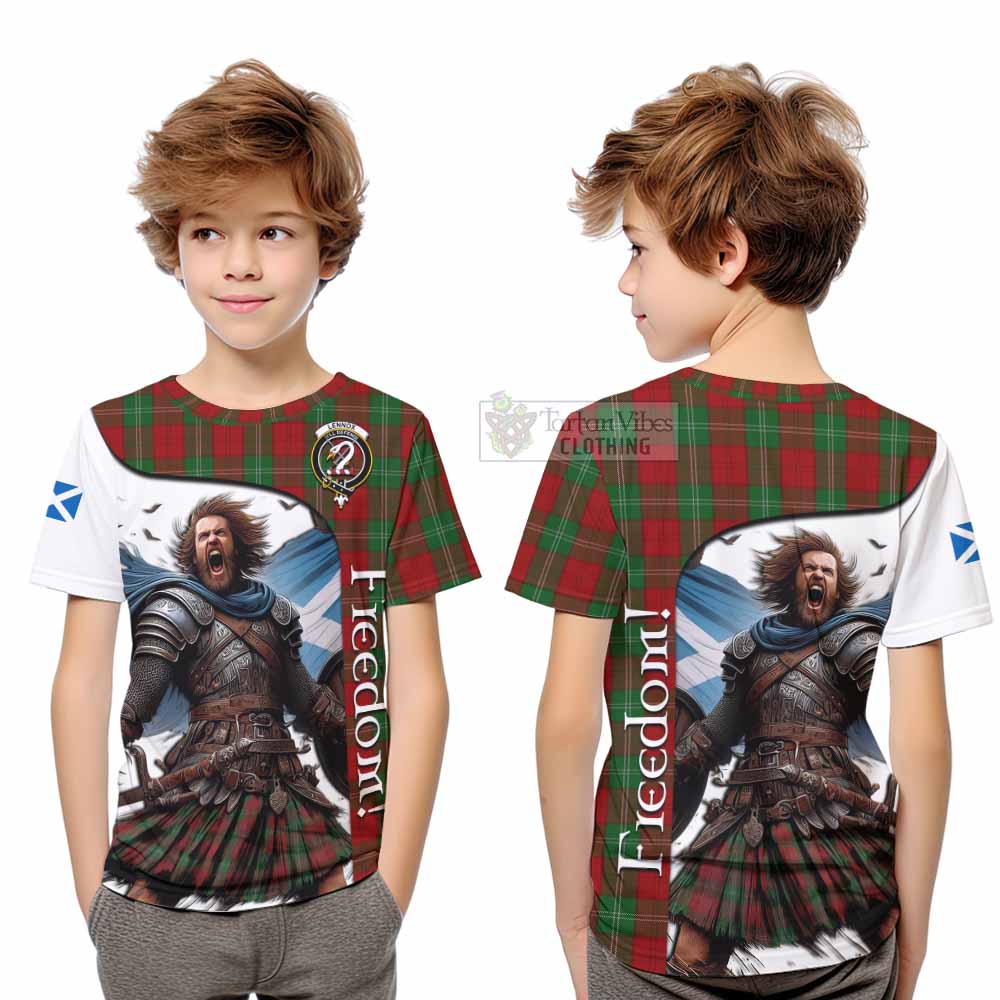 Tartan Vibes Clothing Lennox Crest Tartan Kid T-Shirt Inspired by the Freedom of Scottish Warrior