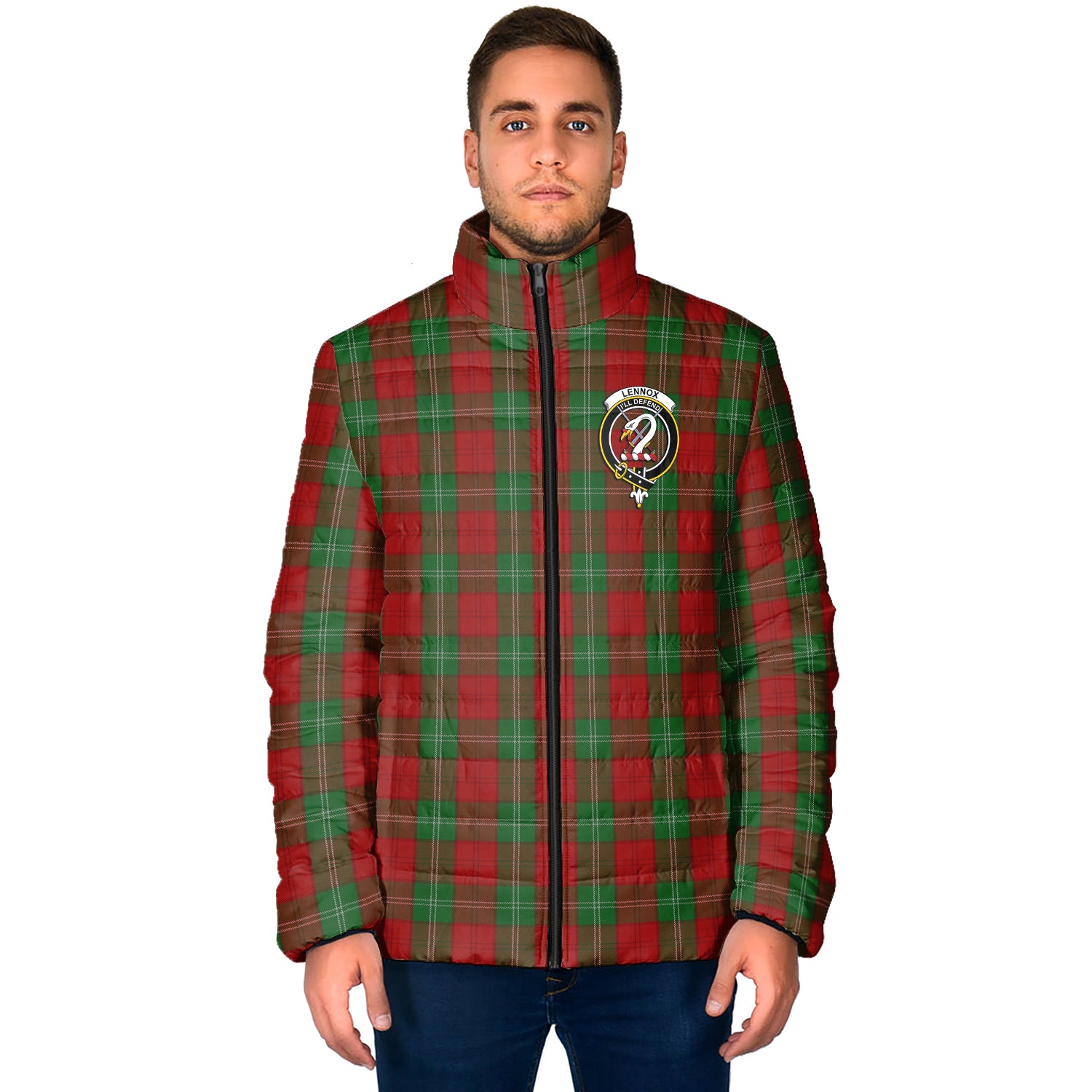 Lennox Tartan Padded Jacket with Family Crest - Tartan Vibes Clothing