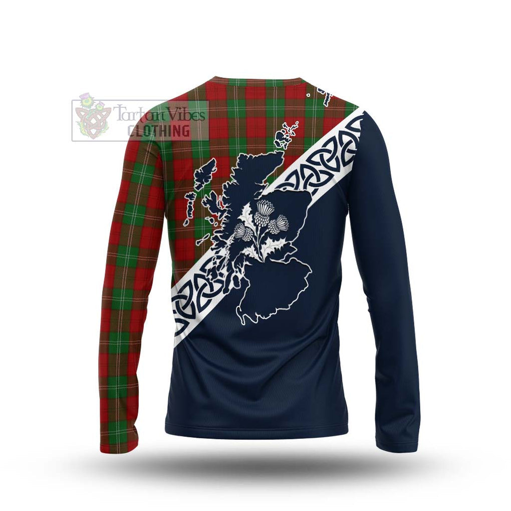 Tartan Vibes Clothing Lennox Tartan Long Sleeve T-Shirt Featuring Thistle and Scotland Map