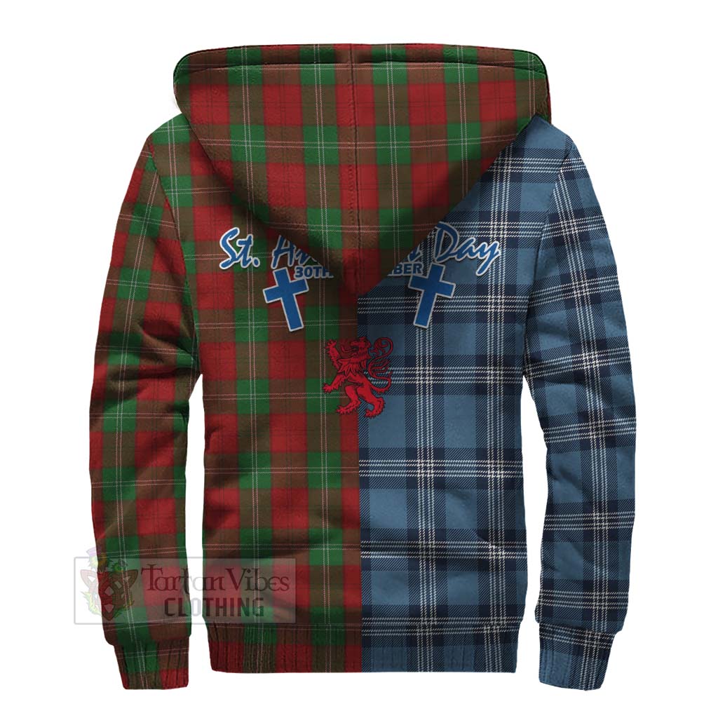 Tartan Vibes Clothing Lennox Tartan Sherpa Hoodie Happy St. Andrew's Day Half Tartan Style