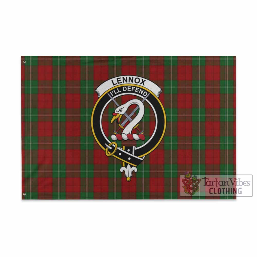 Tartan Vibes Clothing Lennox Tartan House Flag with Family Crest