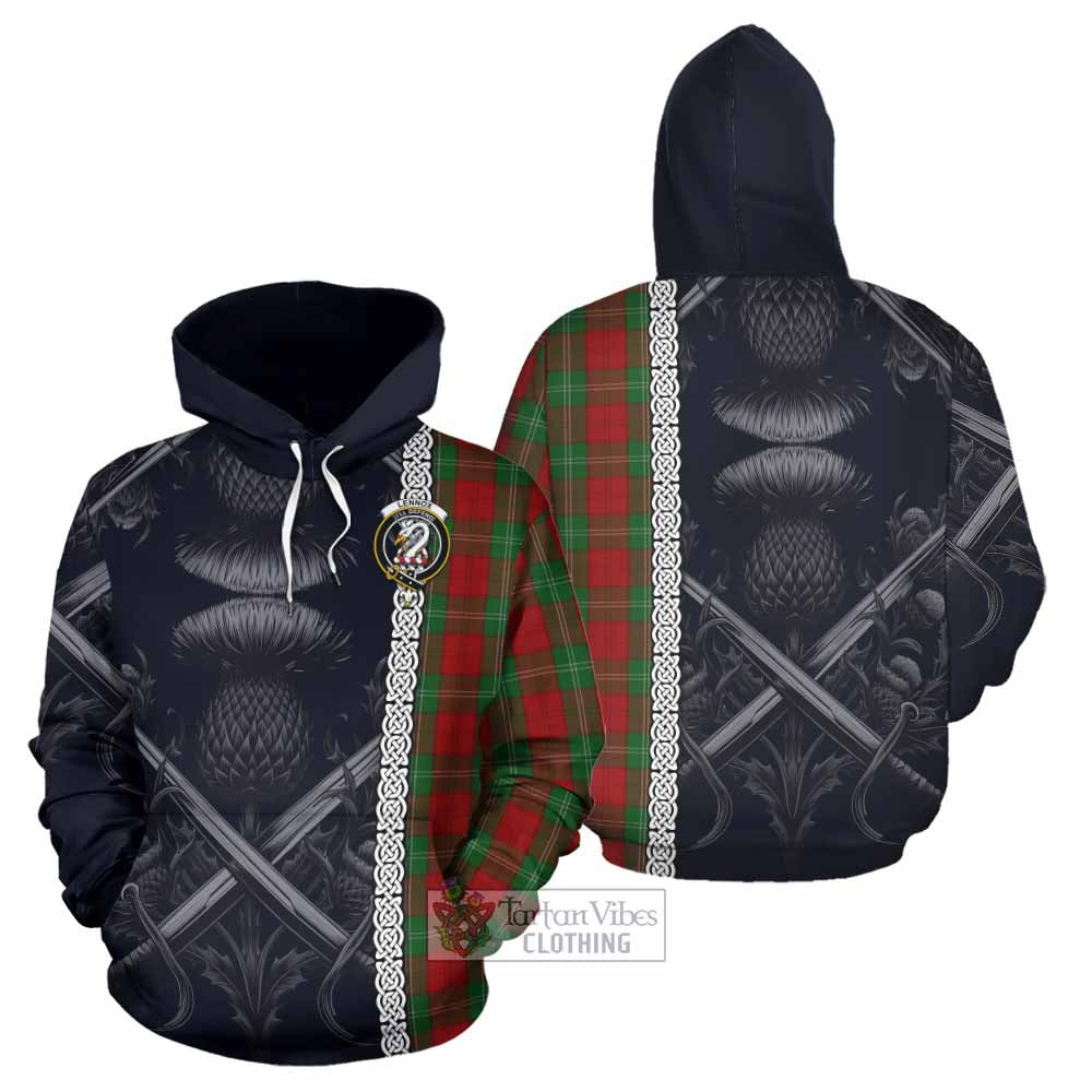 Tartan Vibes Clothing Lennox Tartan Hoodie with Family Crest Cross Sword Thistle Celtic Vibes