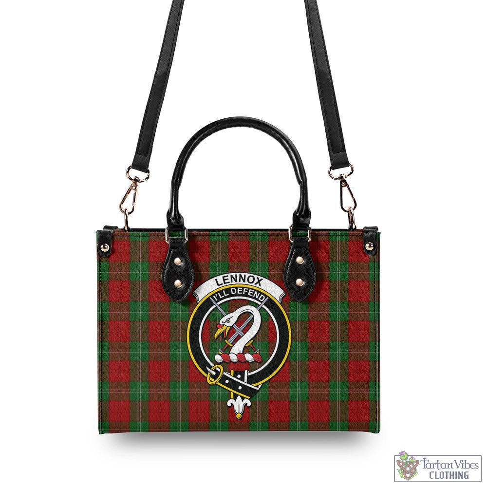 Tartan Vibes Clothing Lennox Tartan Luxury Leather Handbags with Family Crest