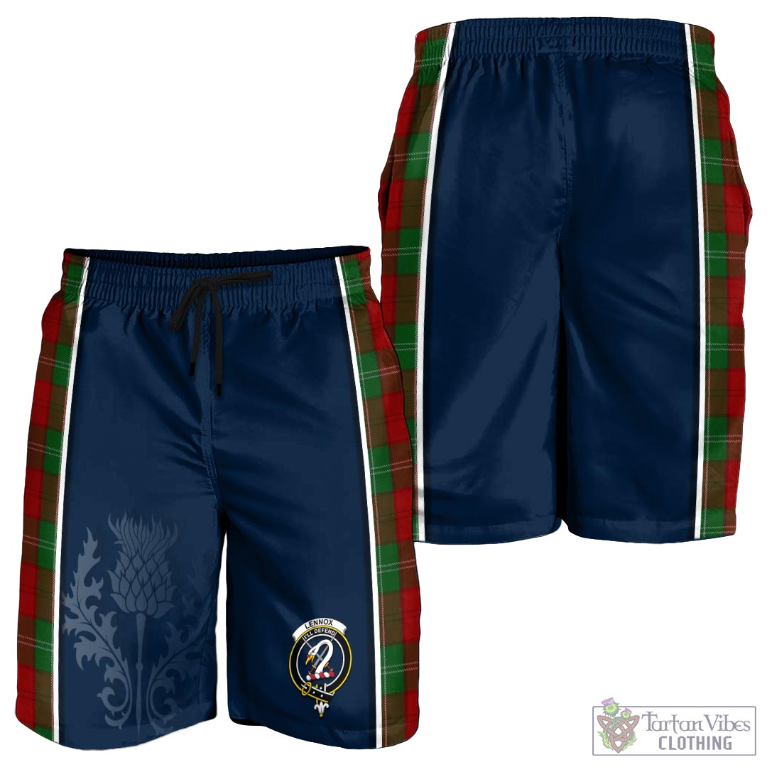 Tartan Vibes Clothing Lennox Tartan Men's Shorts with Family Crest and Scottish Thistle Vibes Sport Style