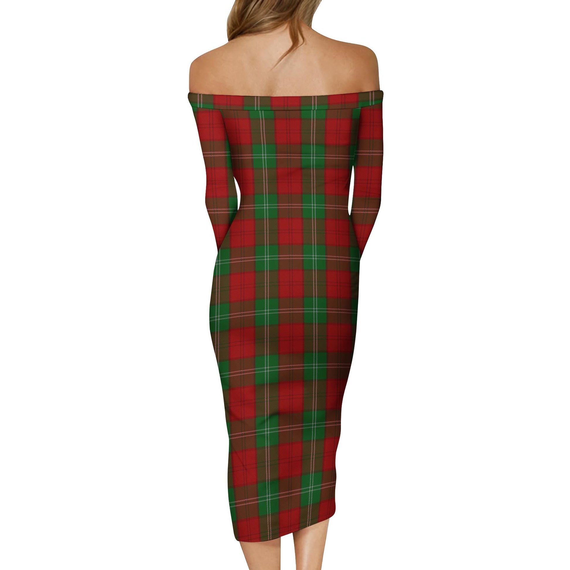 Lennox Tartan Off Shoulder Lady Dress - Tartanvibesclothing